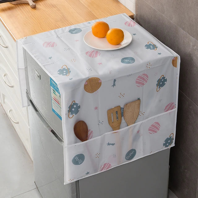 This image showcases a refrigerator's top cloth cover