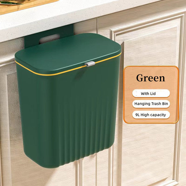Household Kitchen Trash Can Organizers Rubbish Bin Save Space With Lid  Multifunction Large Capacity Hanging Wall Mounted For Door Corner Gray