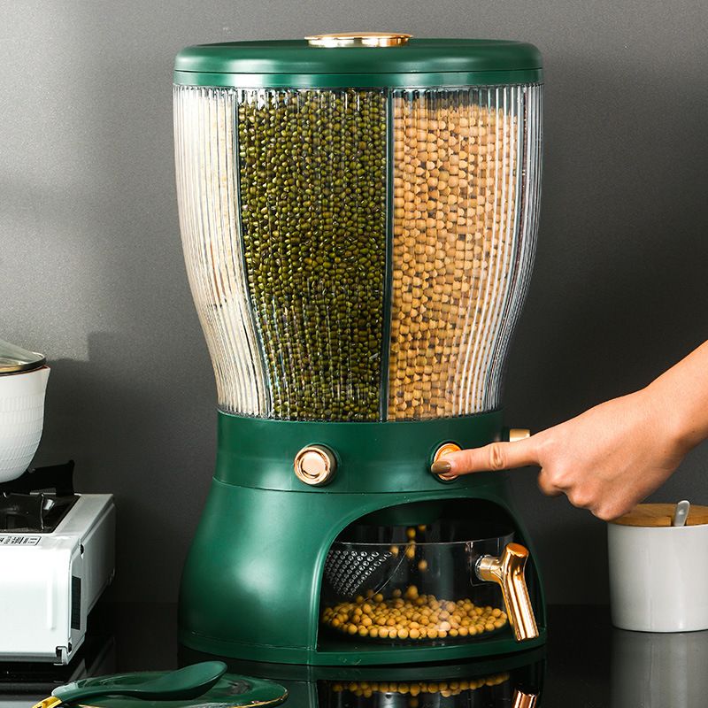 4-Grid 10L Kitchen Dry Food Cereal Rice Dispenser Storage 4-Grid 10L Kitchen Dry Food Cereal Rice Dispenser Storage