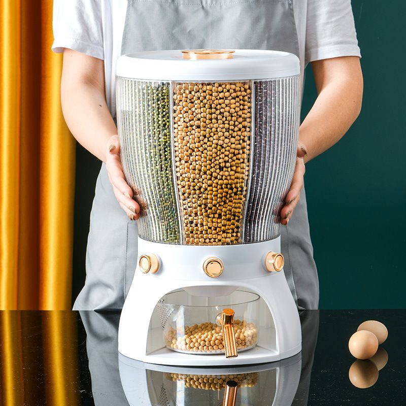 4-Grid 10L Kitchen Dry Food Cereal Rice Dispenser Storage 4-Grid 10L Kitchen Dry Food Cereal Rice Dispenser Storage