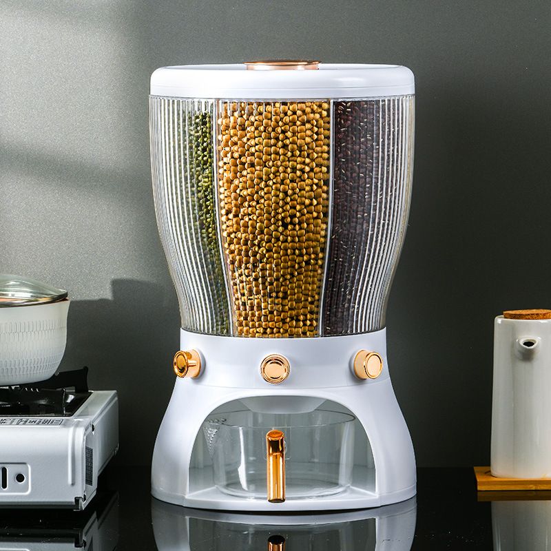 4-Grid 10L Kitchen Dry Food Cereal Rice Dispenser Storage 4-Grid 10L Kitchen Dry Food Cereal Rice Dispenser Storage