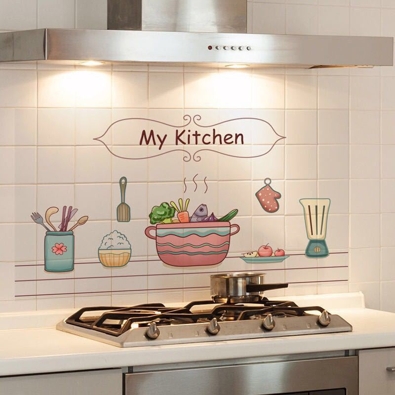 Oil Proof Kitchen Wall Sticker Transparent Waterproof High Temperature