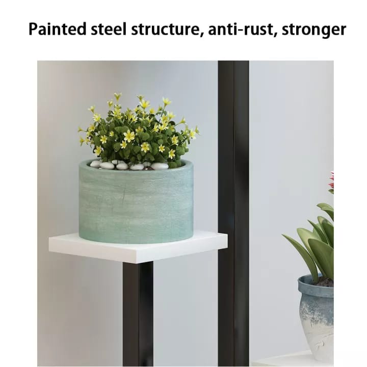 Image displaying the closeup of painted steel structure and the plant holder of 4-Layer Indoor Plant Stand