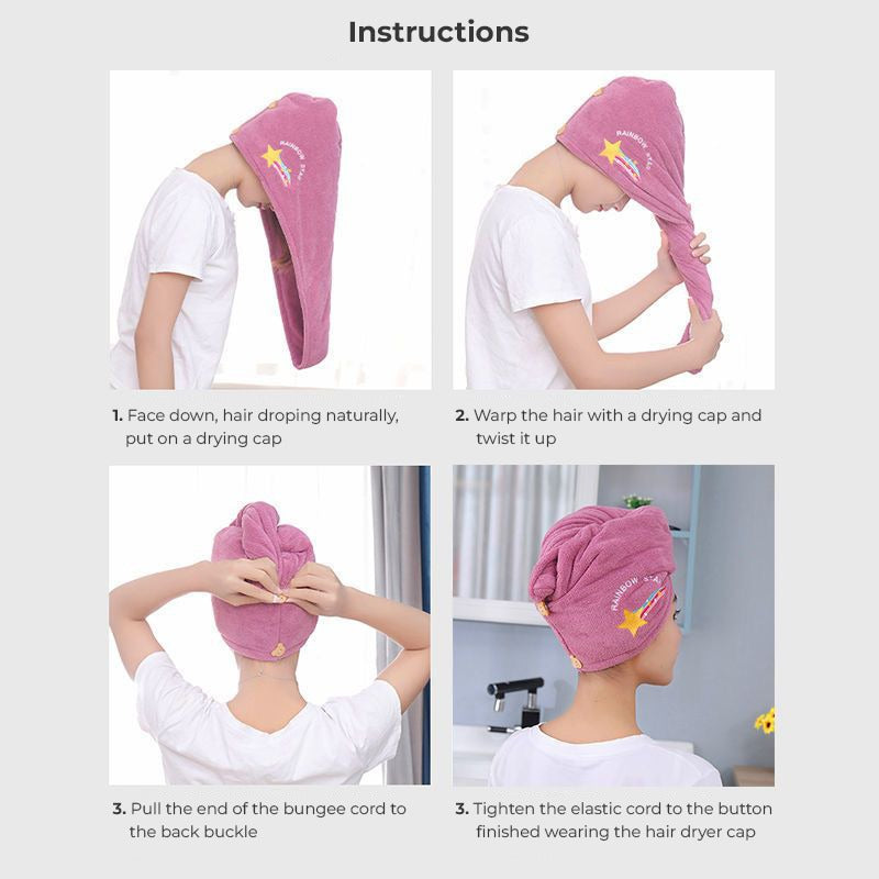Quick Drying Microfiber Hair Care Towel with Button Quick Drying Microfiber Hair Care Towel with Button