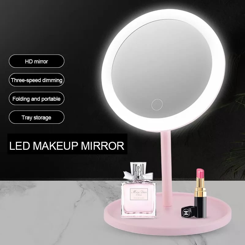 Ring Light Vanity Mirror with LED Light, Touch Control, USB Charging