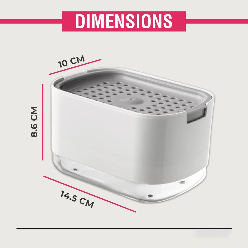 Soap Dispenser for Kitchen with Sponge Holder 300ml, 2in1 Liquid Soap Dispenser