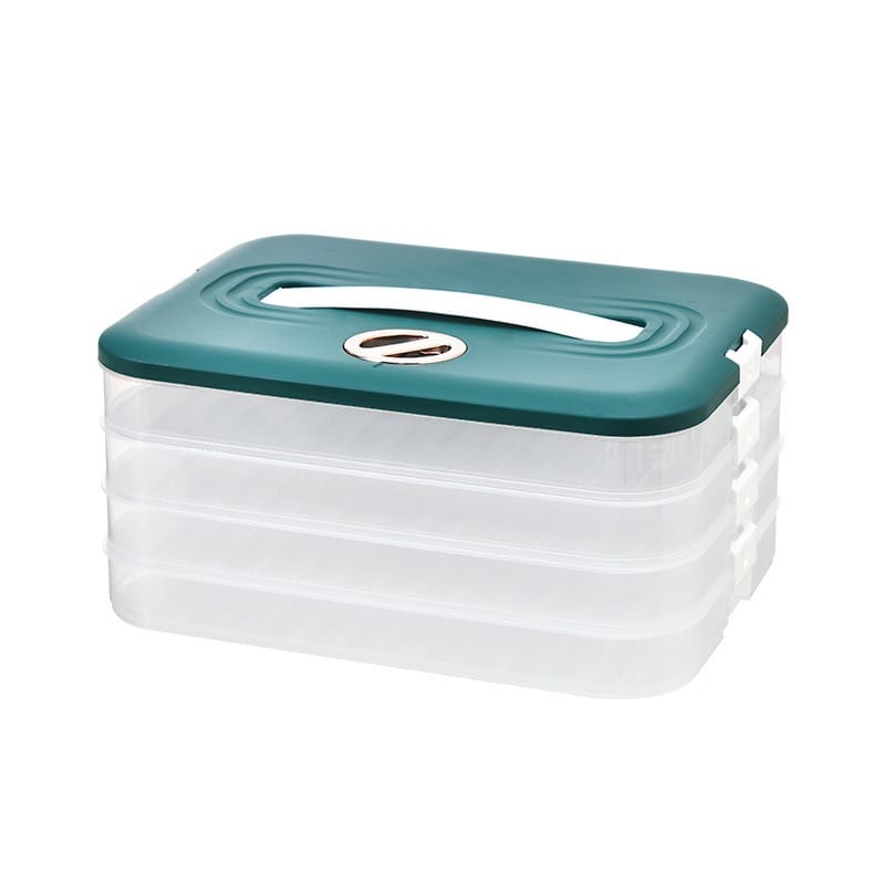 4 Layer Large Capacity Stackable Dumpling Snack Storage Box with Freshness Timer