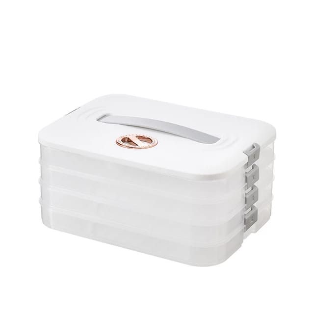 4 Layer Large Capacity Stackable Dumpling Snack Storage Box with Freshness Timer