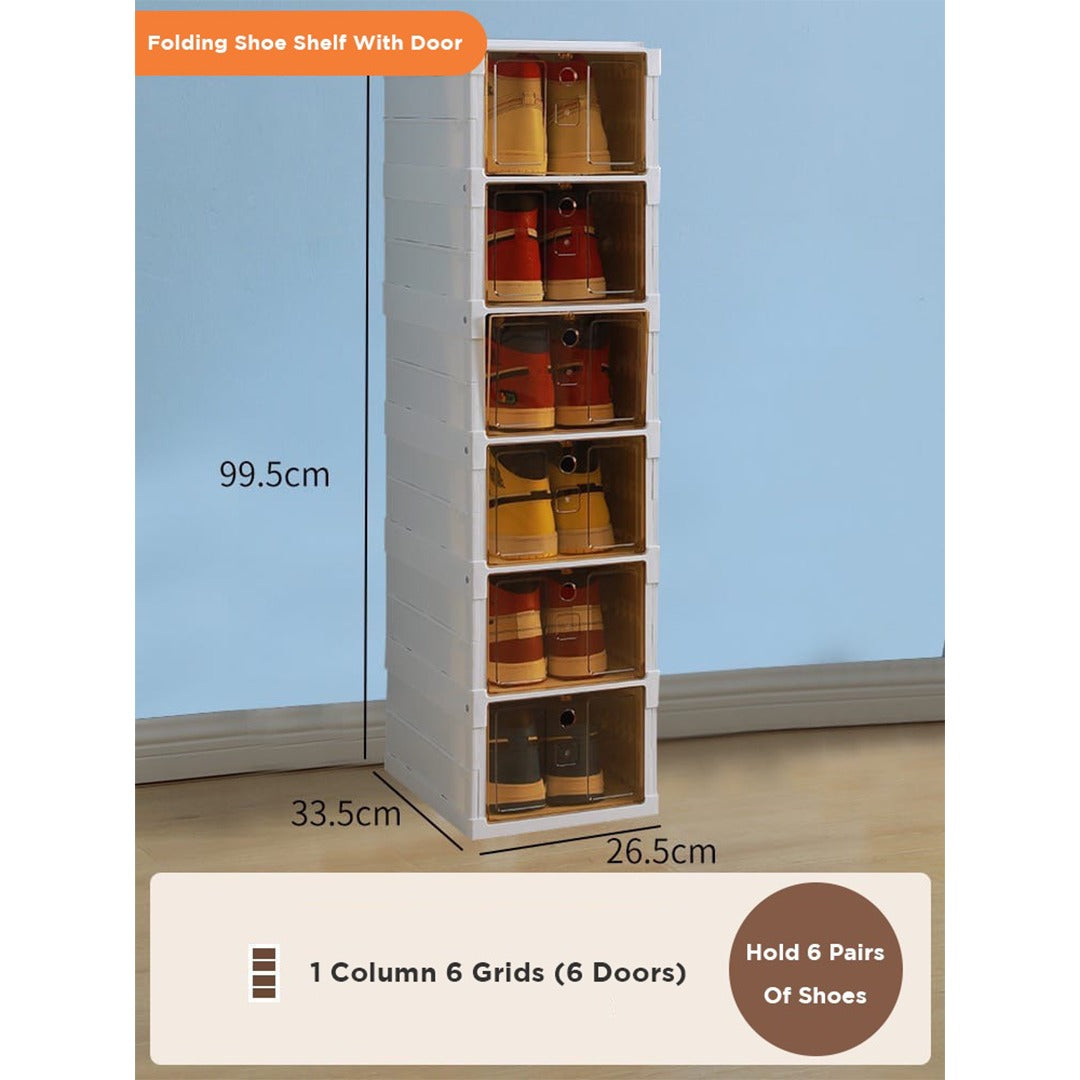 Multi-Layer Foldable Stackable Shoe Storage Cabinet, Closed-Type Shoe Rack