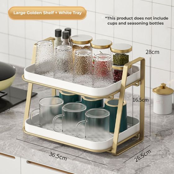 Keep your tea essentials in one place with this 2 Tier Multifunctional Kitchen Storage Rack