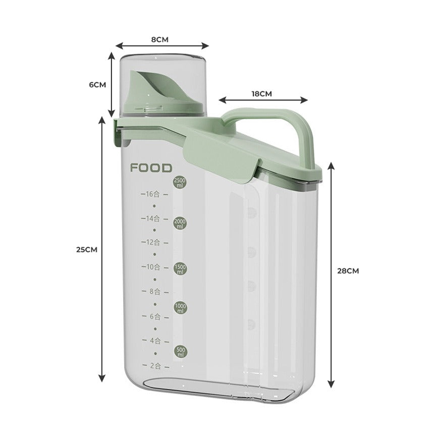 2.8L Airtight Rice Grain Storage Container Food Dispenser in green color