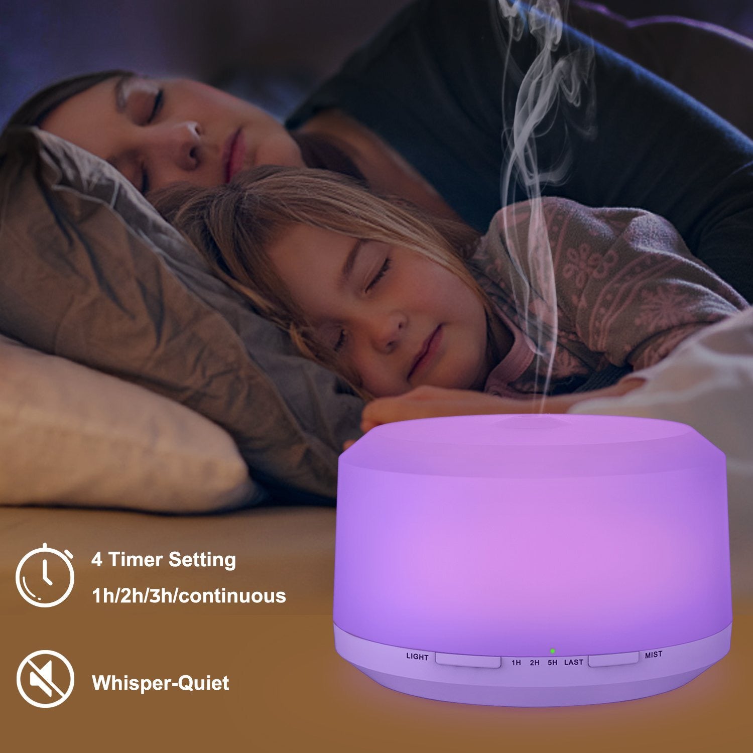 500ml Aromatherapy Diffuser Humidifier with LED Lamp and Timer