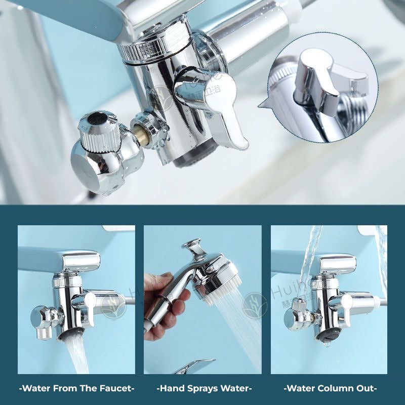 Collage image displaying the various portions of Rotatable Washbasin Faucet Shower