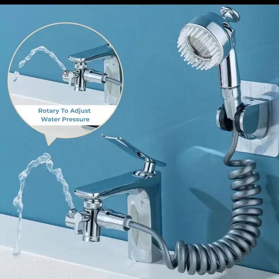 Showcasing a Rotatable Washbasin Faucet Shower installed on a wash basin faucet 