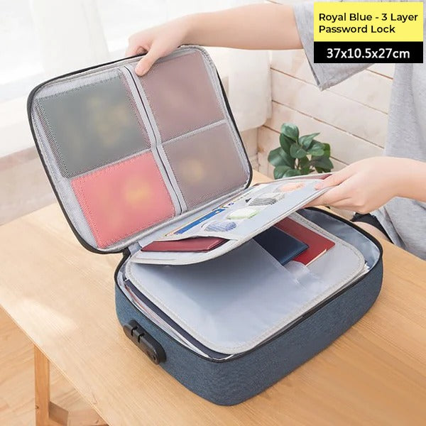 3 Layer Document Organizer File Bag with Safety Lock