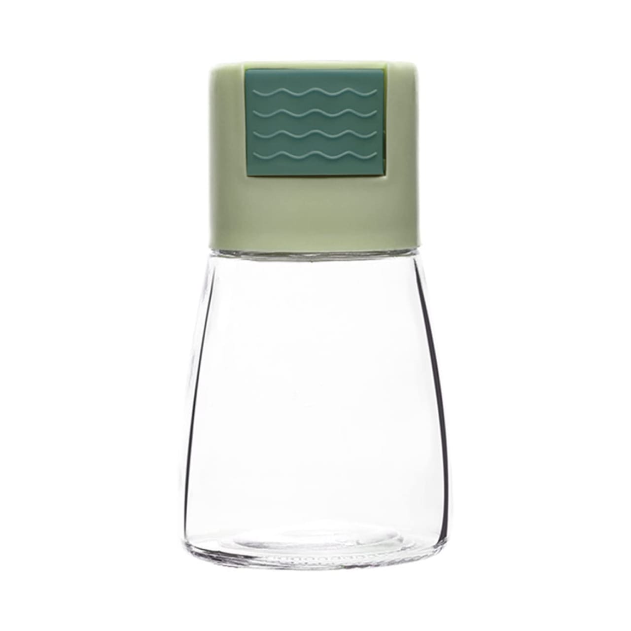 Someone using the Measurable Mini Salt Control Bottle in green color