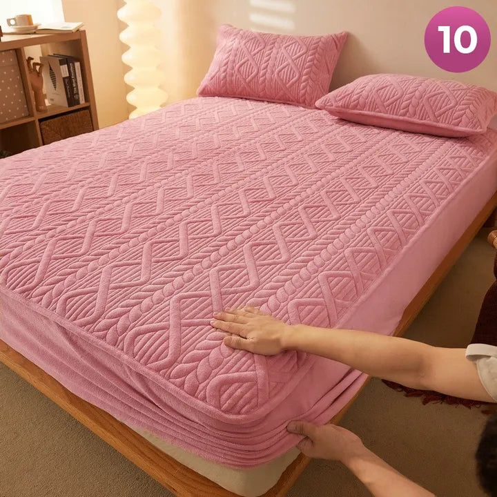 Solid Color Non-slip Bed Fitted Sheet Thickened Bedspread Mattress