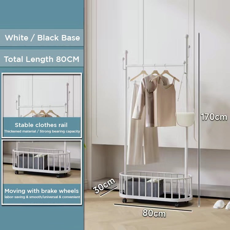 Classic Minimalist Modern Metal Clothing Stand Wardrobe Garment Storage Rack with Wheel with its size