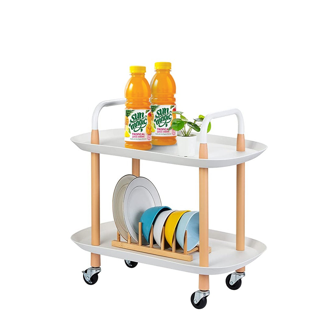 Multi-tier Mobile Storage Table, Space Saving Movable Trolley Rack