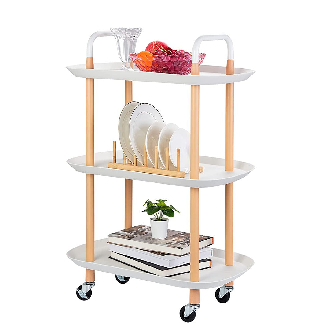 Multi-tier Mobile Storage Table arranged with some things