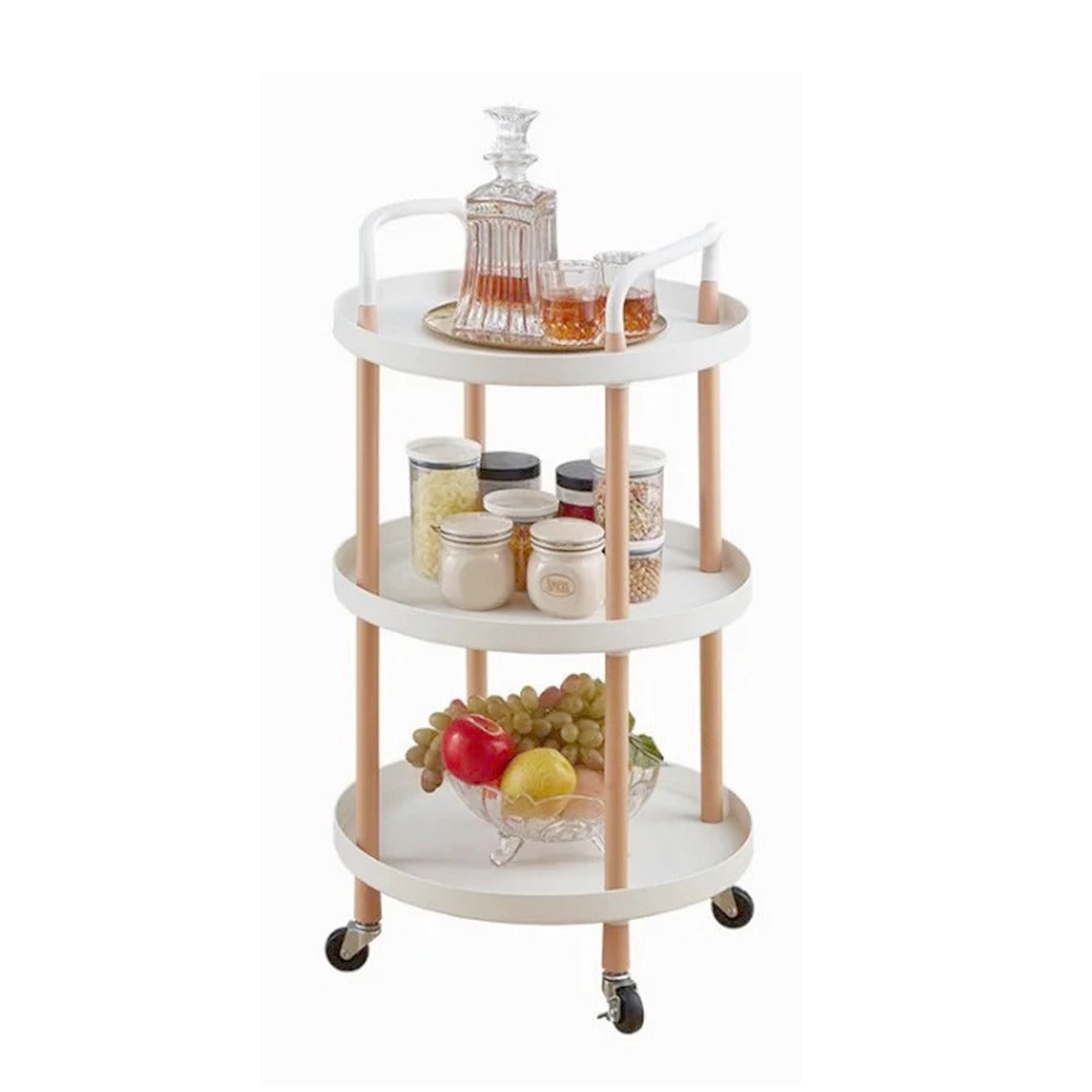 Multi-tier Mobile Storage Table, Space Saving Movable Trolley Rack