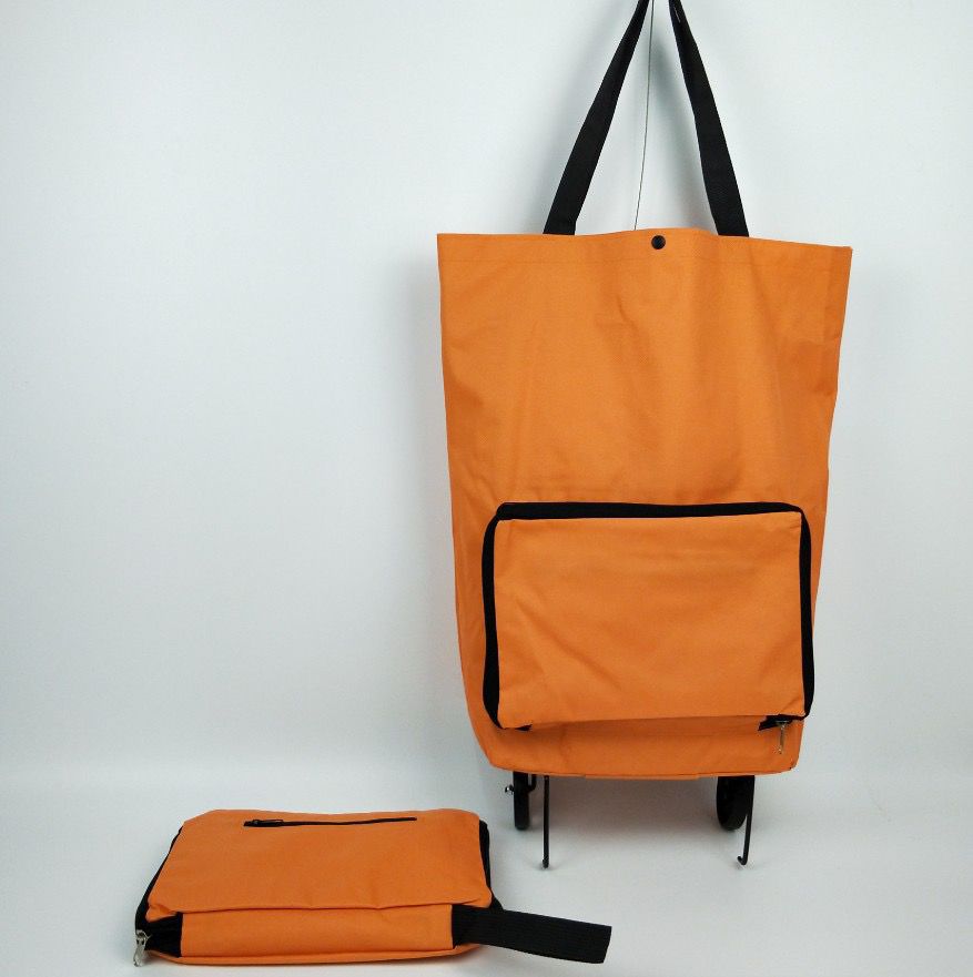Foldable Shopping Cart Trolley Bag with Wheels in Orange color