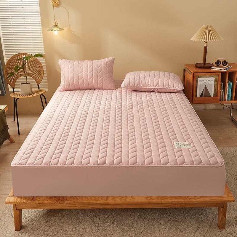 100% Cotton Fitted Size Soft Flat Mattress Bed Sheet with 2 Pillow Case
