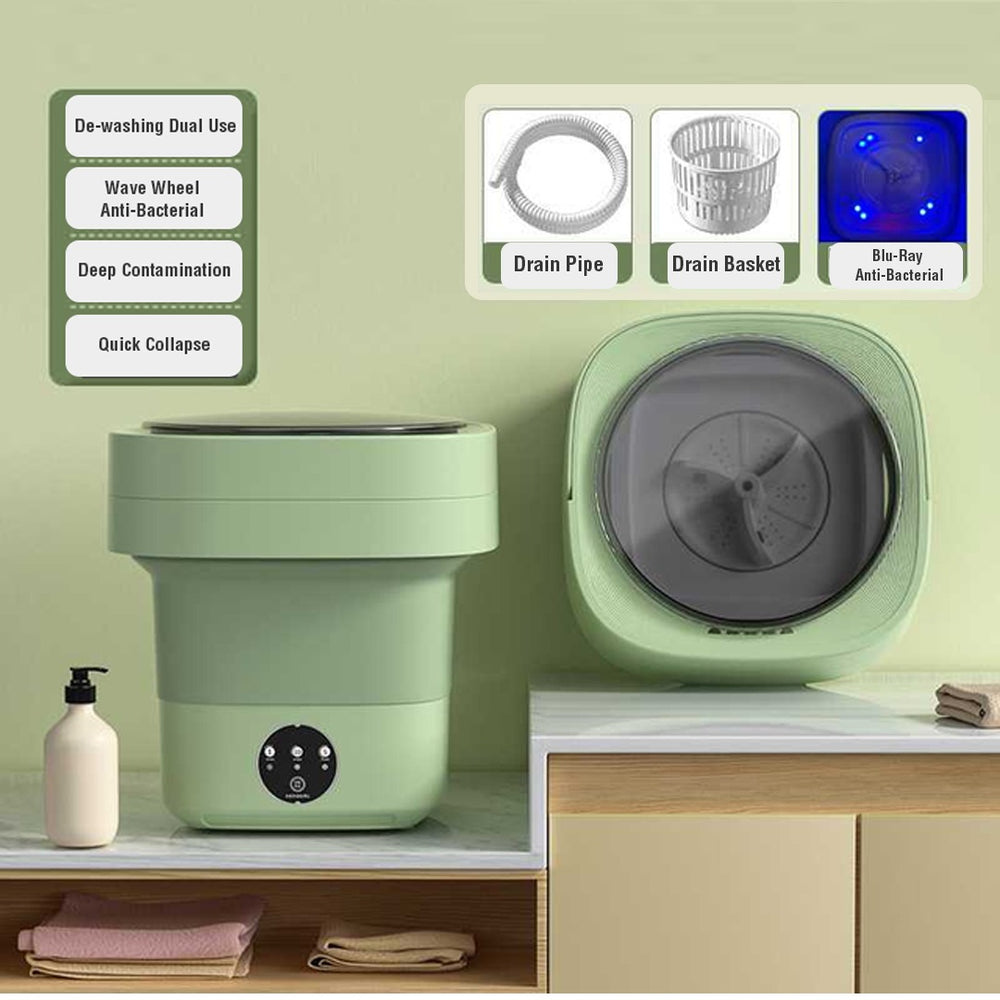Mini Folding Machine Portable Mini Foldable Washing Machine, Big Capacity 3 Modes With Spin