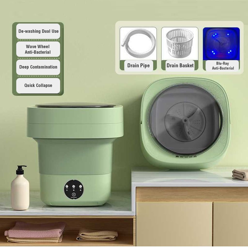 Portable Mini Foldable Washing Machine, Big Capacity 3 Modes With Spin