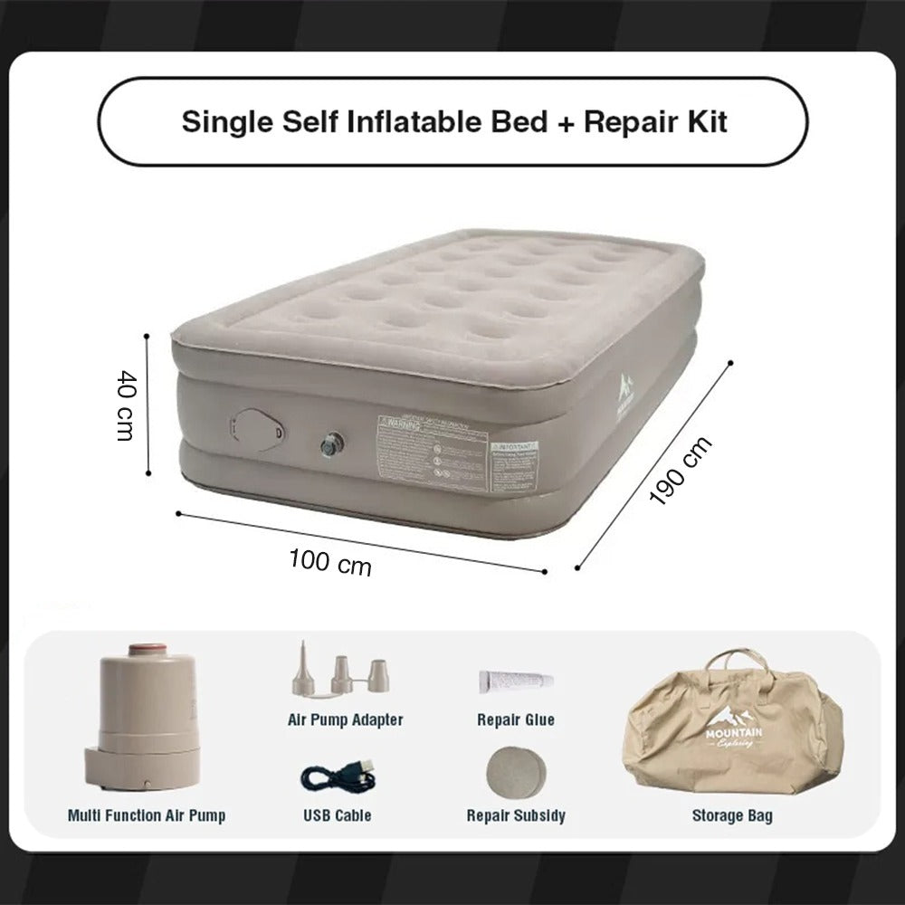 Portable Inflatable Mattress for Outdoor Camping Travel with Built-in Inflating Pump