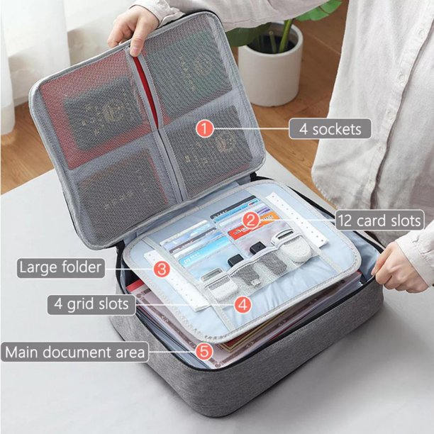 3 Layer Document Organizer File Bag with Safety Lock