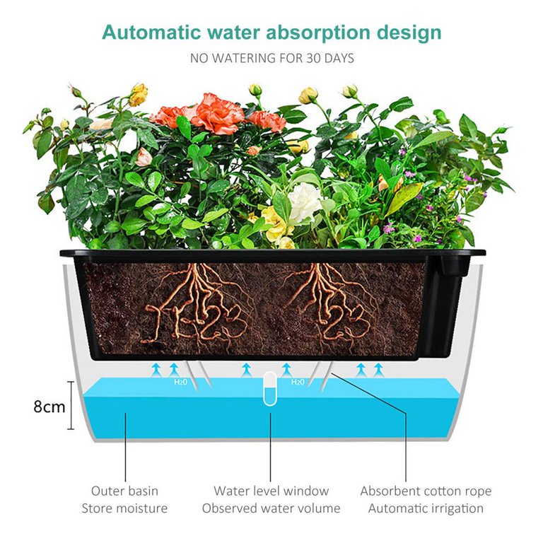 Self Watering Planter Pot, Double Layer Flower Pot with Visible Water