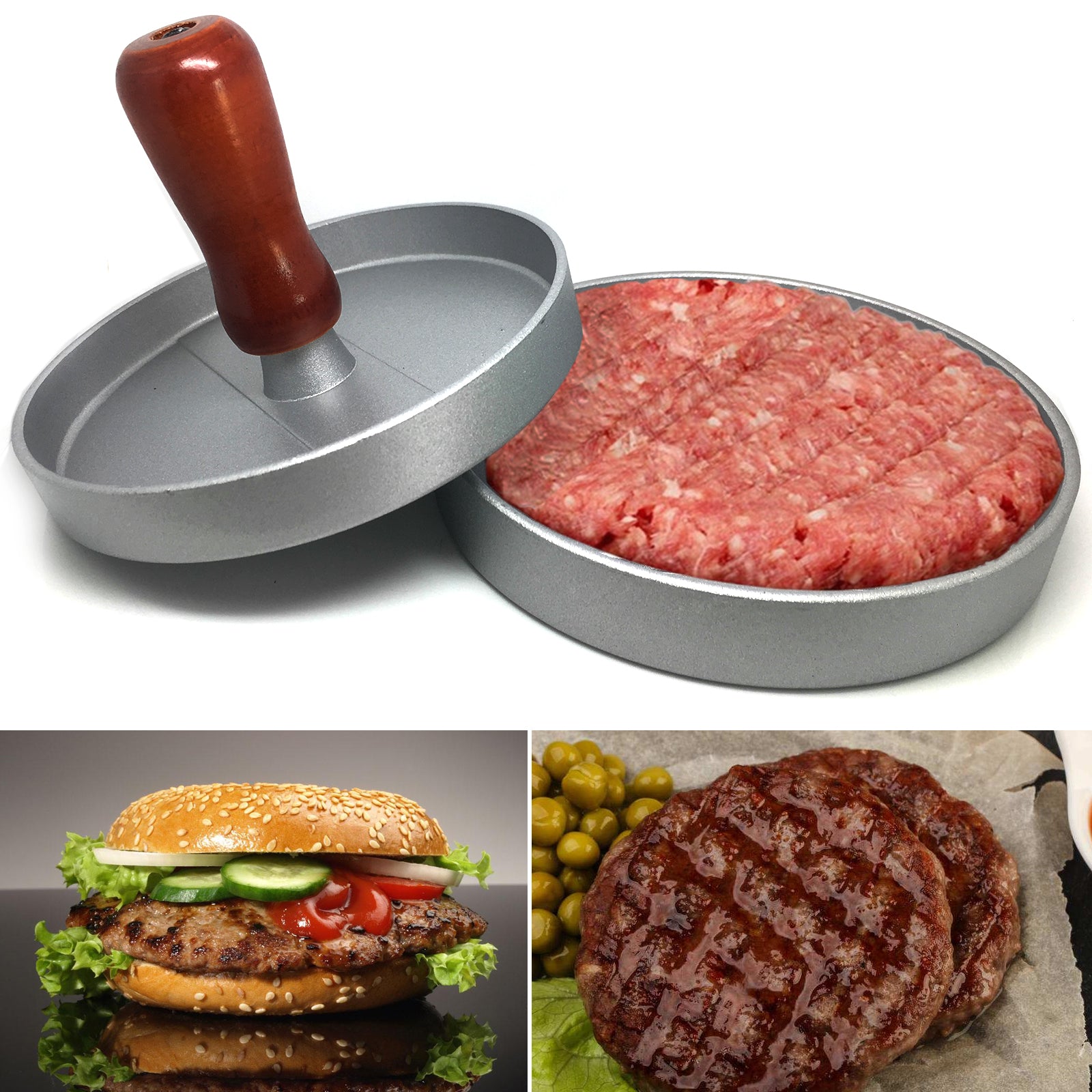 Single Hamburger Press Aluminum Alloy Non Stick Hamburger Meat Beef Grill Burger Press Patty Maker Mold