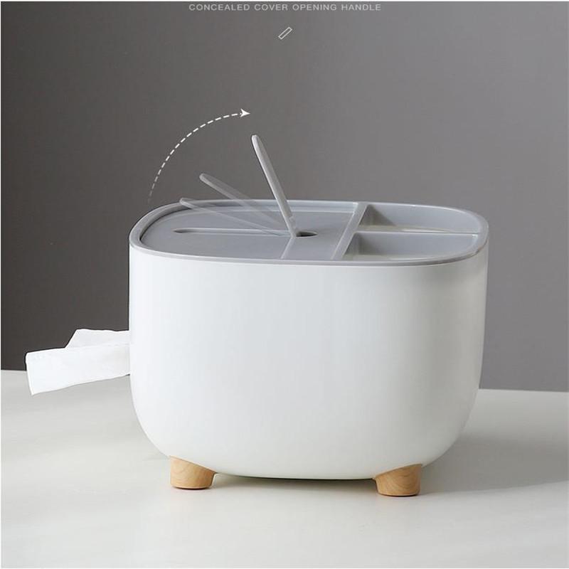 Multifunctional Tissue Organizer Box with Remote Control Storage 