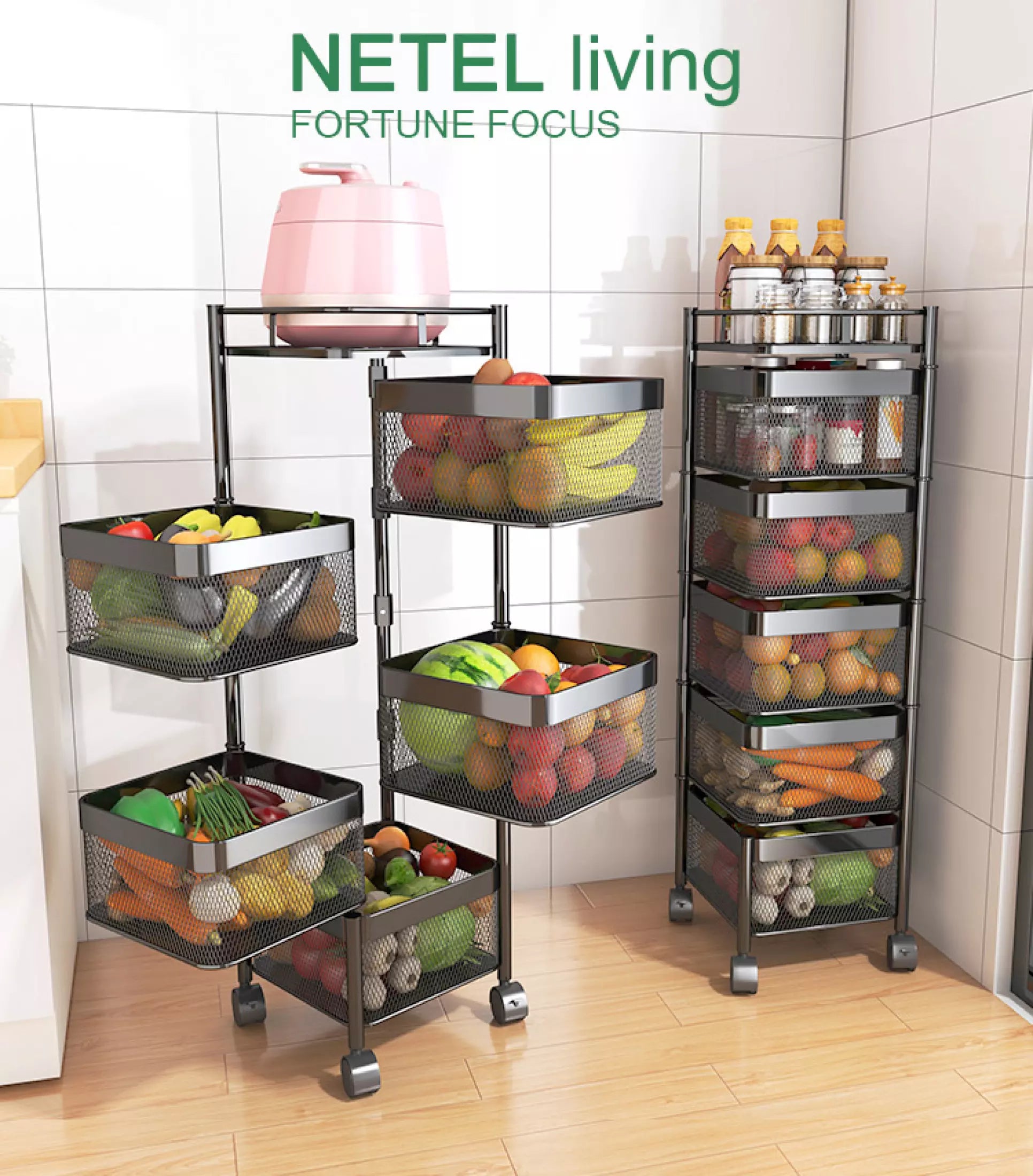 5 Tier Multipurpose Rotating Square Kitchen Storage Rack