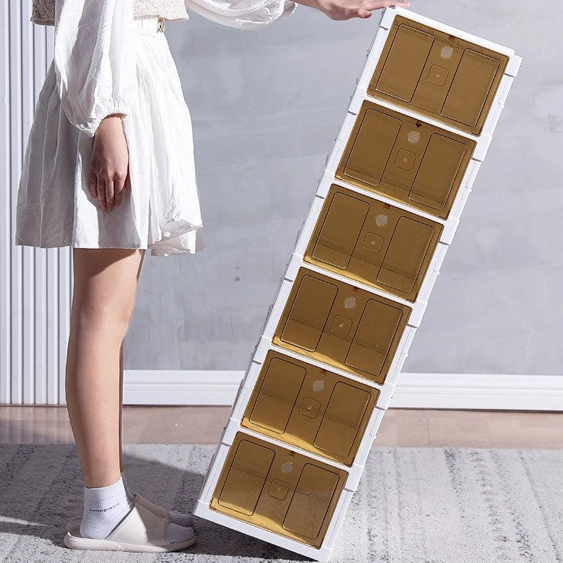 Multi-Layer Foldable Stackable Shoe Storage Cabinet, Closed-Type Shoe Rack
