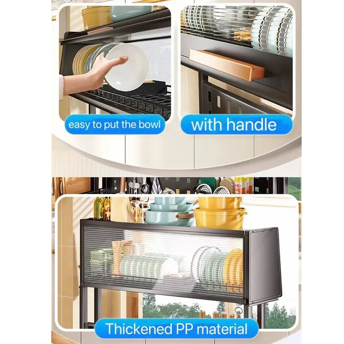 2 Tier Kitchen Dish Drying Over Sink Storage Rack with Door
