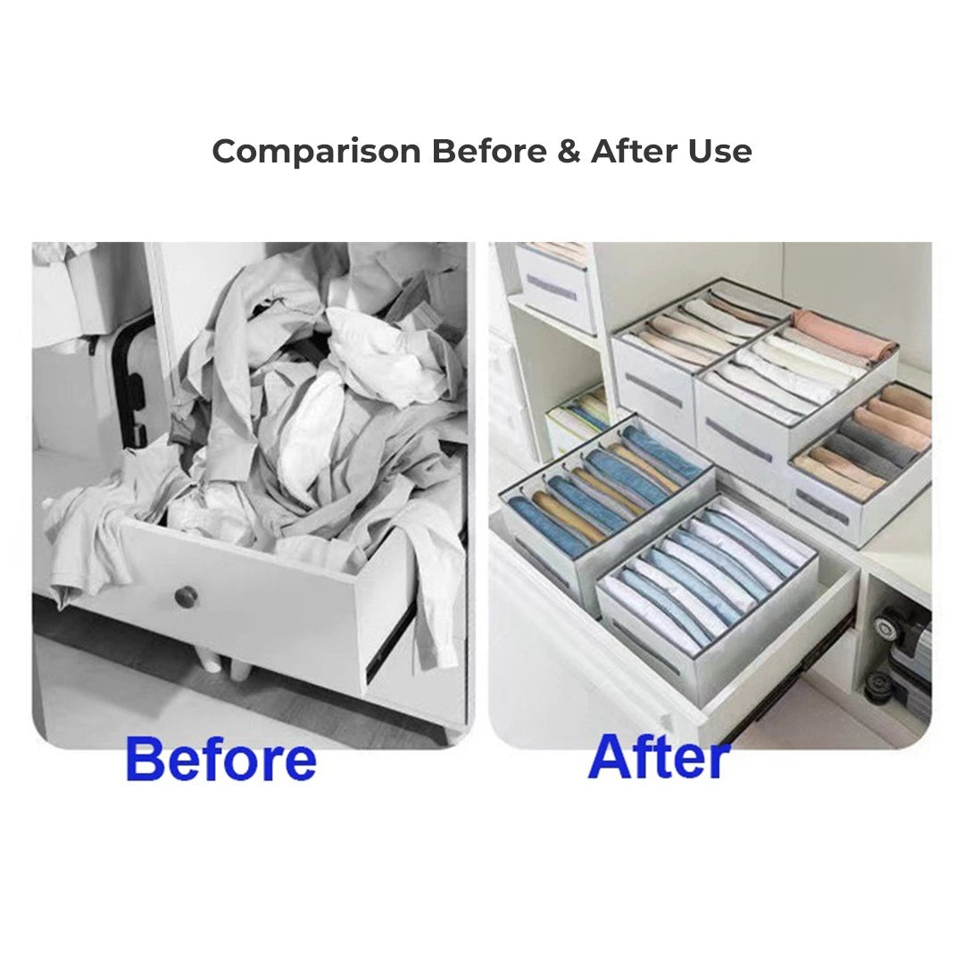 A comparison of clothes in a Cloth Organizer Wardrobe Storage Box