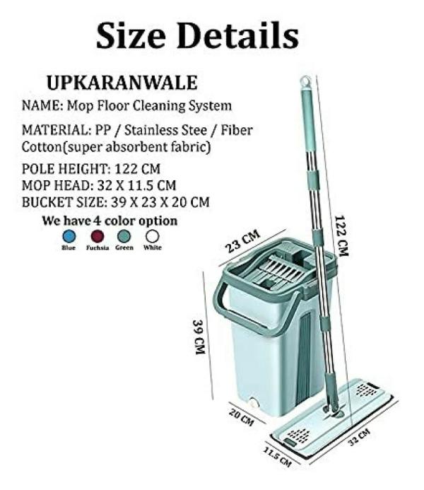 360° 2in1 Flat Mop - Self-Wash And Squeeze Dry Flat Mop With Bucket 2 Mop Pads