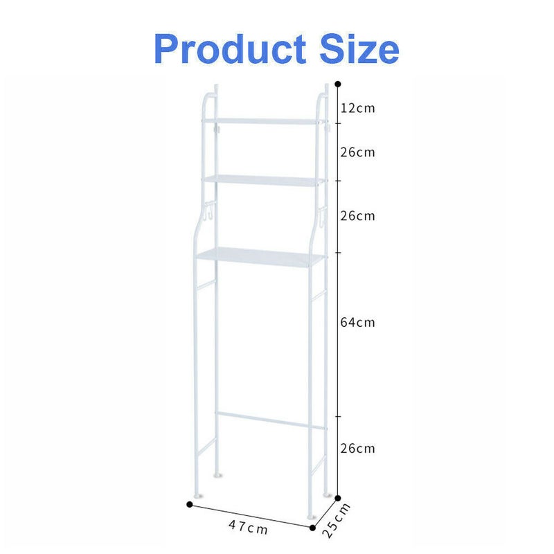 3 Layer Metal Toilet Storage Rack - White 3 Layer Metal Toilet Storage Rack - White