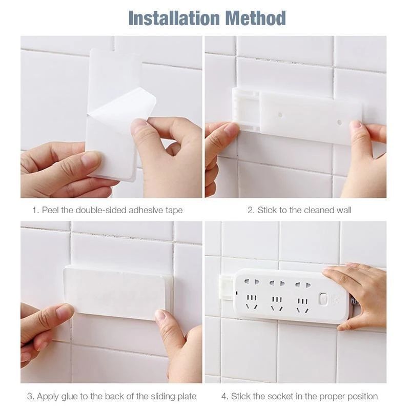 installation method of Wall Mount Punch Free Socket Holder