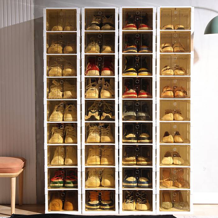 Multi-Layer Foldable Stackable Shoe Storage Cabinet, Closed-Type Shoe