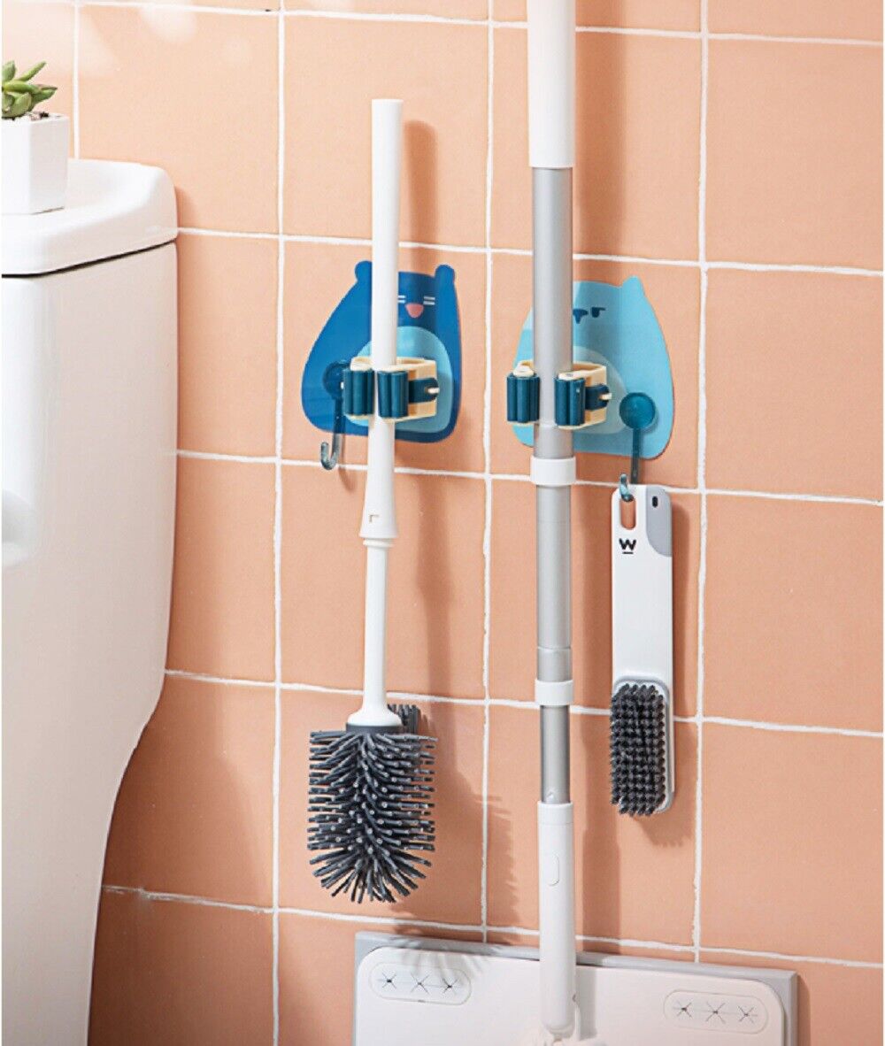 A wall-mounted toilet brush and holder, featuring a convenient Wall Mount Mop Holder for easy storage and accessibility