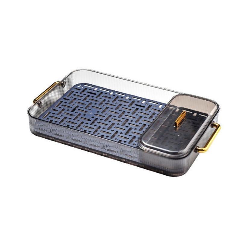 Double Layer Drain & Dining Tray For Home Kitchen in navy blue color