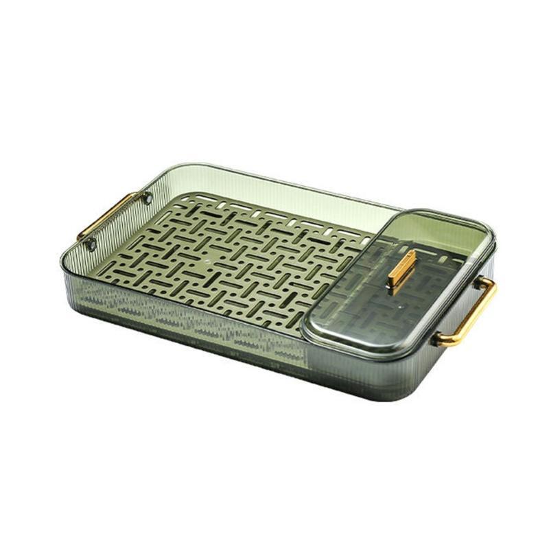 Double Layer Drain & Dining Tray For Home Kitchen in green color