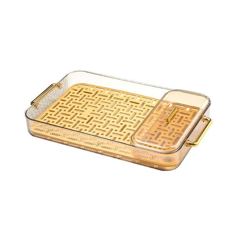 Double Layer Drain & Dining Tray For Home Kitchen in golden yellow color