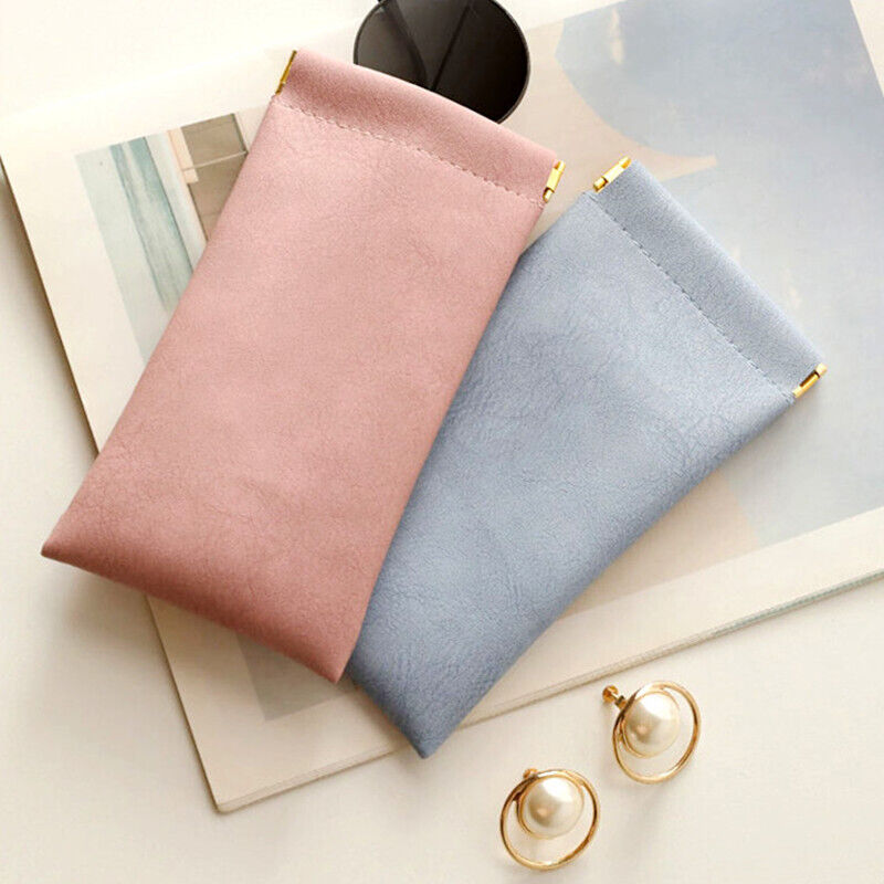PU Leather Retro Mouth Automatic Closure Pouch, Eyewear Glasses Bag PU Leather Retro Mouth Automatic Closure Pouch, Eyewear Glasses Bag