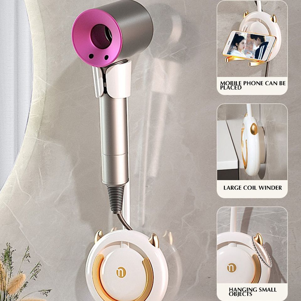Wall Mount Hands-free Portable Hair Dryer Holder Uses