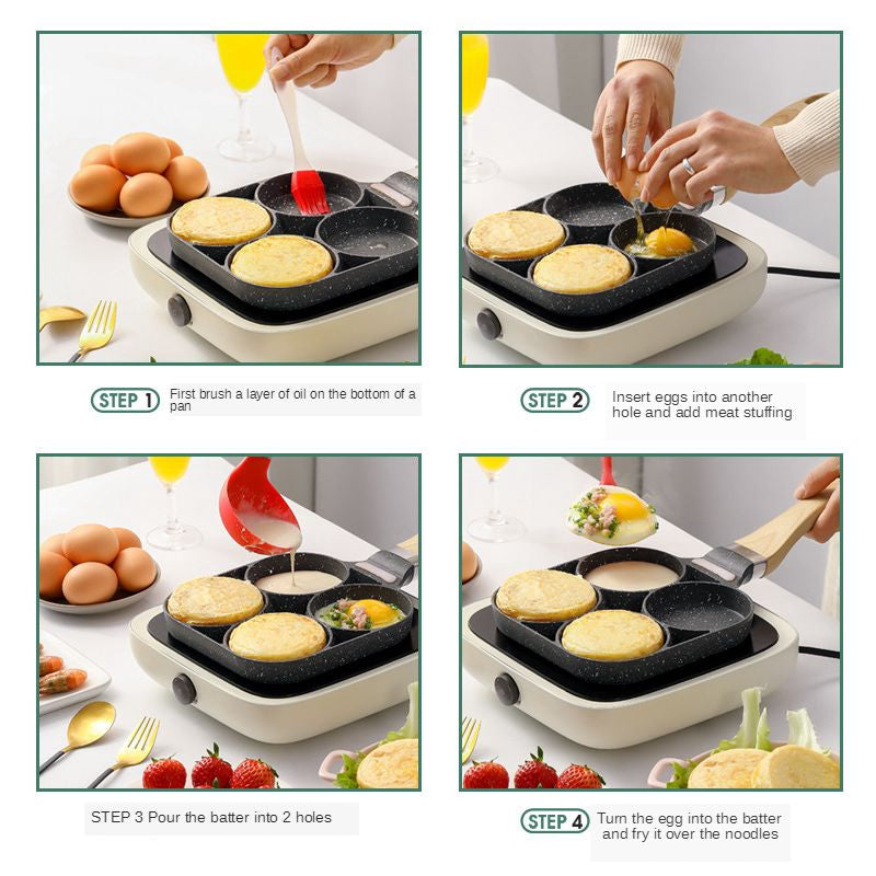 step to use 4 egg hole pan