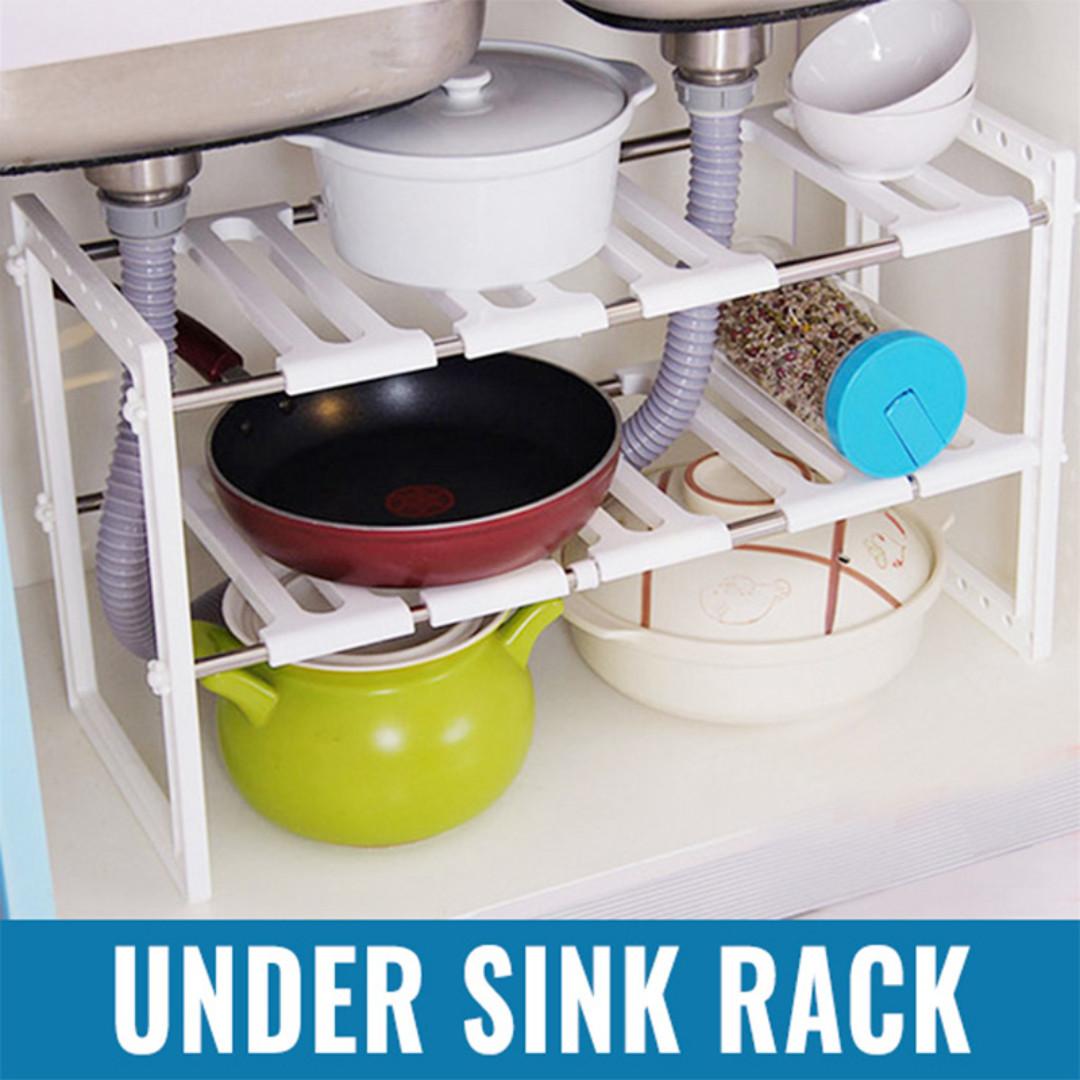 Adjustable Kitchen Cabinet Under Sink Storage Rack